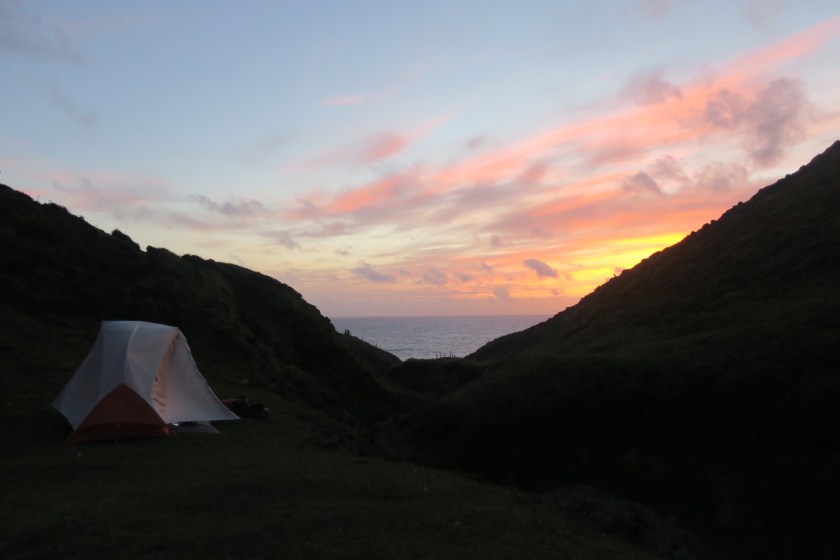 Wild camp at sunset
