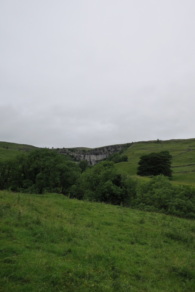 First glimpse of Malham Cove First glimpse of Malham Cove